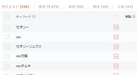 Ubersuggest-キーワード候補-キーワード