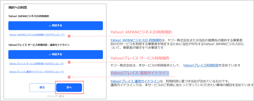 最終確認/利用規約・約款同意