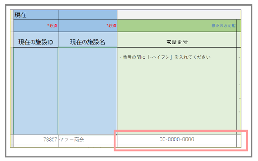 『電話番号』の記載方法